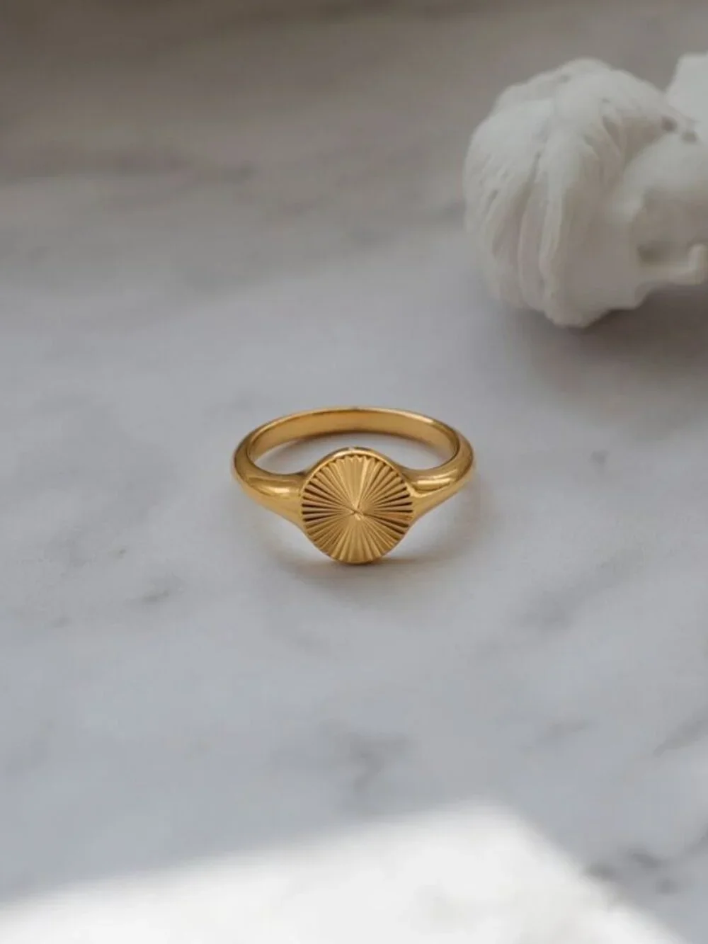 Sunshine Burst Ring 18K Gold Plated Stainless Steel Rings for Women Dainty
